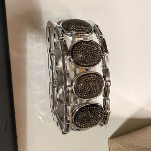 Stylish Silver Bracelet with Black Accents